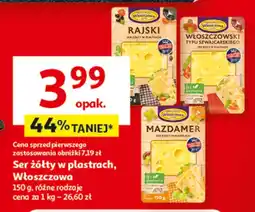 Auchan Ser żółty w plastrach Włoszczowa 150g, różne rodzaje oferta