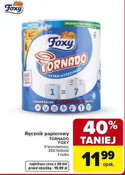 Carrefour Foxy Tornado Ręcznik papierowy, 3-warstwowy, 350 listków, 1 rolka oferta