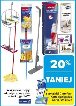 Carrefour Wszystkie mopy, wkłady do mopów, ścierki, gąbki (np. Vileda, Stella, Gosia) oferta