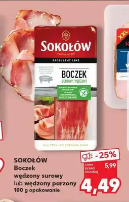 Kaufland SOKOŁÓW Boczek wędzony surowy lub wędzony parzony 100 g opakowanie oferta