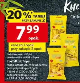 Auchan Chipsy Tortilla Chips 400g, naturalne, chili lub serowe oferta