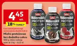 Auchan Mleko proteinowe bez dodatku cukru Müllermilch Protein, 400 g, różne rodzaje oferta
