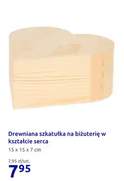 Action Drewniana szkatułka na biżuterię w kształcie serca oferta