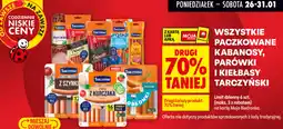 Biedronka Tarczyński pakowane kabanosy, parówki i kiełbasy (wszystkie rodzaje) oferta