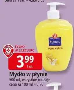 E.Leclerc Mydło w płynie z miodem Wiodąca Marka Manava oferta