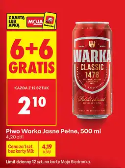 Biedronka Piwo Warka Jasne Pełne oferta