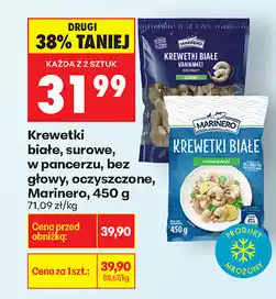 Biedronka Krewetki białe, surowe, w pancerzu, bez głowy, oczyszczone, Marinero oferta