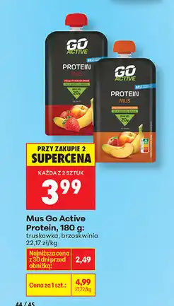 Biedronka Mus Go Active Protein, 180 g: truskawka, brzoskwinia oferta