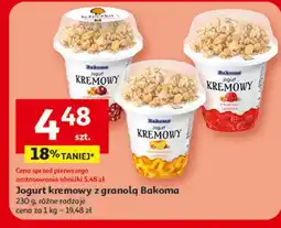 Auchan Jogurt z wiśnią, czereśnia i granolą Bakoma Kremowy oferta