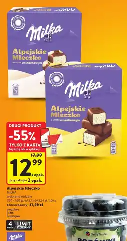 Intermarche Czekolada Alpejskie Mleczko Milka o smaku śmietankowym oferta