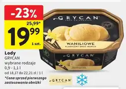Intermarche Lody GRYCAN wybrane rodzaje waniliowe oferta