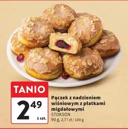 Intermarche Pączek z nadzieniem wiśniowym z płatkami migdałowymi STOKSON oferta