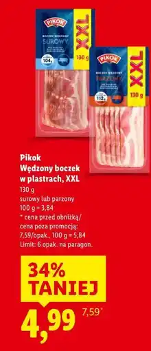 Lidl Pikok Wędzony boczek w plastrach, XXL oferta