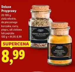 Lidl Deluxe Przyprawy (ziola wloskie, do pieczonego kurczaka, curry, pieprz, sol ziolowa lub papryka) oferta