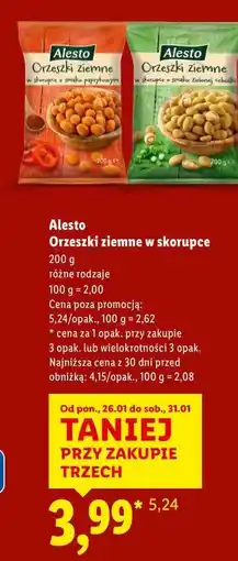 Lidl Alesto Orzeszki ziemne w skorupce oferta