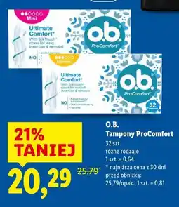 Lidl O.B. Tampony ProComfort 32 szt oferta