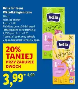 Lidl Bella for Teens Wkładki higieniczne 20 szt oferta