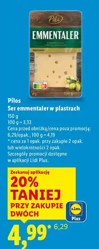 Lidl Ser emmentaler w plastrach oferta