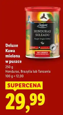 Lidl Kawa Deluxe Kawa mielona w puszce 250 g Honduras, Brazylia lub Tanzania oferta