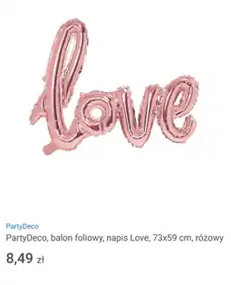 Smyk PartyDeco, balon foliowy, napis Love, 73x59 cm, różowy oferta
