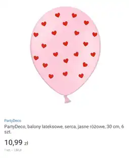 Smyk PartyDeco, balony lateksowe, serca, jasne różowe, 30 cm, 6 szt oferta