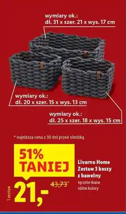 Lidl Zestaw koszy z bawełny Livarno Home oferta