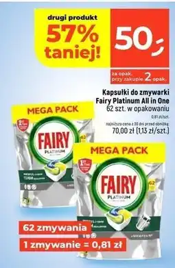 Dealz Kapsułki do zmywarki lemon Fairy Platinium All In 1 oferta