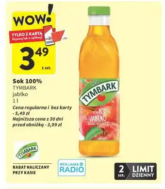 Intermarche Sok 100% TYMBARK jabłko oferta
