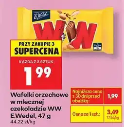 Biedronka Wafelki orzechowe w mlecznej czekoladzie Ww E.Wedel , 47 g oferta