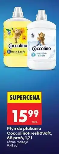 Biedronka Płyn do płukania CoccolinoFresh&Soft, 68 prań, 1,7 l oferta