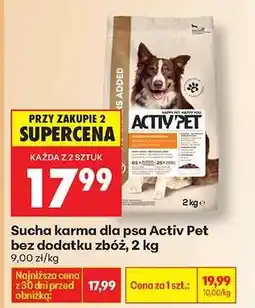 Biedronka Sucha karma dla psa Activ Pet bez dodatku zbóż, 2 kg oferta