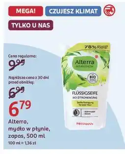Rossmann Mydło w płynie białą herbata i limonka Alterra oferta