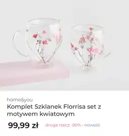 Home&You Komplet Szklanek Florrisa set z motywem kwiatowym oferta