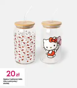 Pepco Zestaw 2 szklanek Hello Kitty z pokrywką i słomką oferta