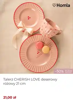 Homla Talerz CHERISH LOVE deserowy różowy 21 cm oferta