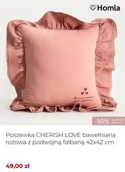 Homla Poszewka CHERISH LOVE bawełniana różowa z podwójną falbaną 42x42 cm oferta