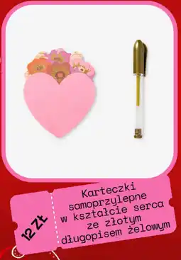 Flying Tiger Karteczki samoprzylepne w kształcie serca ze złotym długopisem żelowym oferta