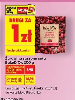 Biedronka Żurawina suszona cała oferta