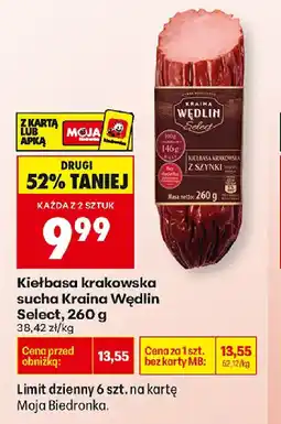 Biedronka Kiełbasa krakowska sucha Kraina Wędlin Select oferta