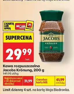 Biedronka Kawa rozpuszczalna Jacobs Krönung, 200 g oferta
