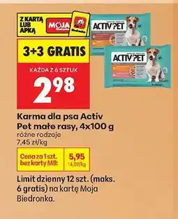 Biedronka Karma dla psa Activ Pet małe rasy, 4x100 g oferta