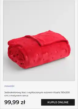 Home&You Jednokolorowy koc z wytłoczonym wzorem Kisalis 150x200 cm z motywem serca oferta