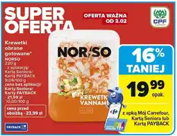 Carrefour Krewetki obrane gotowane NORSO oferta