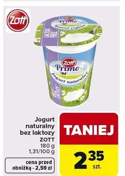 Carrefour Market Jogurt naturalny bez laktozy Zott oferta