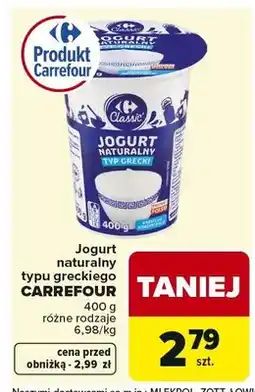 Carrefour Jogurt naturalny typu greckiego Carrefour oferta