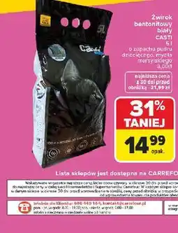 Carrefour Żwirek bentonitowy biały CAT'SI o zapachu mleka lub dziecięcej oliwki niepylący, zbrylający oferta