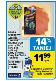 Carrefour Łosoś wędzony JAKOŚCI Z NATURY CARREFOUR plastry oferta