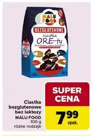 Carrefour Ciastka bezglutenowe bez laktozy MALU FOOD 100g różne rodzaje oferta