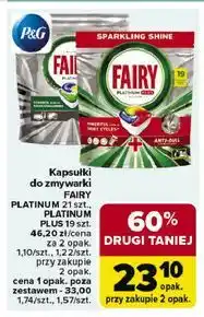 Carrefour Kapsułki do zmywarki FAIRY PLATINUM 21 szt., PLATINUM PLUS 19 szt oferta