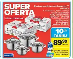 Carrefour Zestaw garnków nierdzewnych FLORINA, 8 elementów, różne rodzaje oferta
